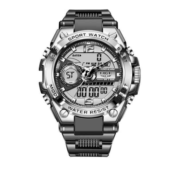 LIGE Digital Men Military Watch 50m Waterproof Wristwatch LED Quartz Clock Sport Watch